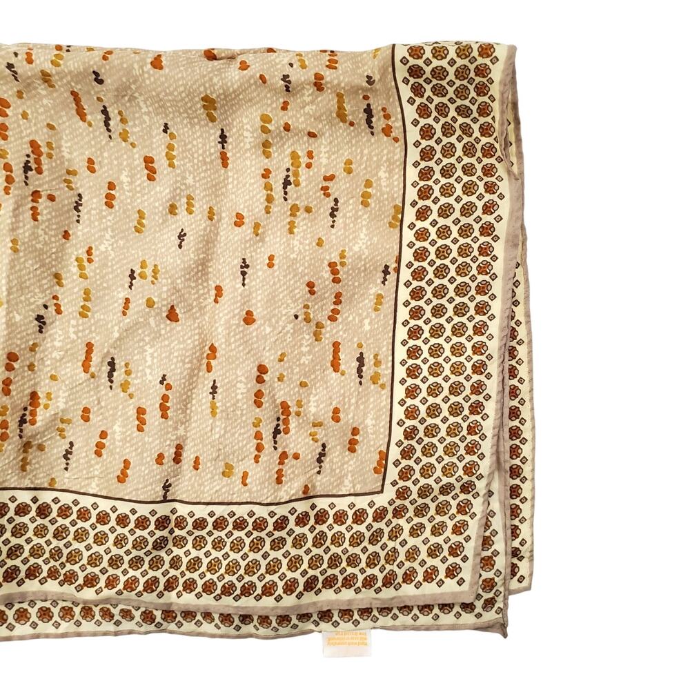 Vtg Glentex Scarf Orange Brown Yellow Japan MCM Geometric Splatter 22.5" Square